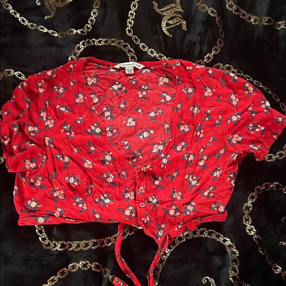 American Eagle Outfitters Red Floral Top